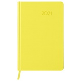 Ежедневник датированный на 2021 BRAUBERG Select 111402, балакрон, А5, желтый, 138х213 мм