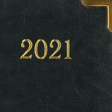 Ежедневник датированный на 2021 BRAUBERG Senator 111413, кожзам, А5, металлические углы, черный, 138х213 мм