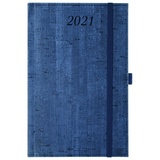 Ежедневник датированный на 2021 BRAUBERG Wood 111377, кожзам, держатель для ручки, А5, синий, 138х213 мм