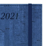 Ежедневник датированный на 2021 BRAUBERG Wood 111377, кожзам, держатель для ручки, А5, синий, 138х213 мм