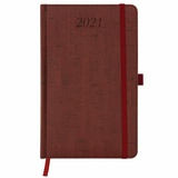 Ежедневник датированный на 2021 BRAUBERG Wood 111378, кожзам, держатель для ручки, А5, бордовый, 138х213 мм