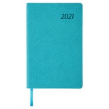 Ежедневник датированный на 2021 BRAUBERG Stylish 111440, кожзам, цветной срез, А5, бирюзовый, 138х213 мм