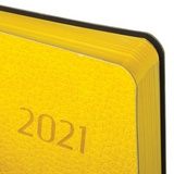 Ежедневник датированный на 2021 BRAUBERG Stylish 111443, кожзам, цветной срез, А5, желтый, 138х213 мм