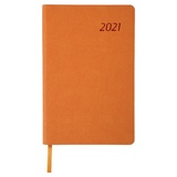 Ежедневник датированный на 2021 BRAUBERG Stylish 111444, кожзам, цветной срез, А5, оранжевый, 138х213 мм