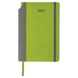 Ежедневник датированный на 2021 BRAUBERG Mosaic 111461, кожзам, карман для ручки, А5, зеленый с серым, 138х213 мм