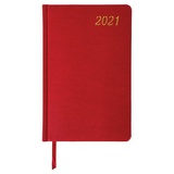 Ежедневник датированный на 2021 BRAUBERG Iguana 111380, кожзам, золотой срез, А5, красный, 138х213 мм