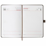 Ежедневник датированный на 2021 BRAUBERG Control 111473, кожзам, держатель для ручки, А5, коричневый, 138х213 мм