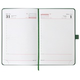 Ежедневник датированный на 2021 BRAUBERG Control 111474, кожзам, держатель для ручки, А5, зеленый, 138х213 мм