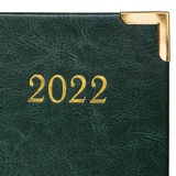 Ежедневник датированный 2022 А5 138x213 мм BRAUBERG &quot;Senator&quot;, под кожу, зеленый, 112783