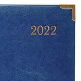 Ежедневник датированный 2022 А5 138x213 мм BRAUBERG &quot;Senator&quot;, под кожу, синий, 112782