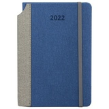 Ежедневник датированный 2022 А5 138x213 мм BRAUBERG &quot;Mosaic&quot;, под кожу, карман для ручки, синий, 112802