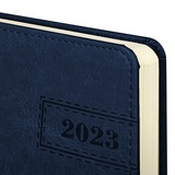 Ежедневник датированный 2023 А5 138x213 мм BRAUBERG &quot;Imperial&quot;, под кожу, синий, 114035