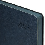 Ежедневник датированный 2023 А5 138x213 мм BRAUBERG &quot;Stylish&quot;, под кожу, темно-синий, 114068