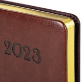 Ежедневник датированный 2023 А5 138x213 мм BRAUBERG &quot;Cayman&quot;, под кожу, коричневый, 114013