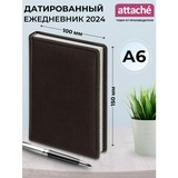 Ежедневник датированный 2024 год Attache Agenda искусственная кожа А6 168 листов черный 100х150 мм