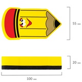 Стиратель магнитный для магнитно-маркерной доски ЮНЛАНДИЯ &quot;Карандаш&quot;, 55х100 мм, желтый с рисунком, 237507