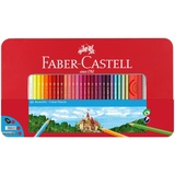 Карандаши цветные Faber-Castell &quot;Замок&quot;, 60цв., шестигр., заточ.+2 ч/г кар. Grip+ластик+точилка, метал. коробка