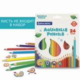 Карандаши цветные акварельные BRAUBERG PREMIUM AQUARELLE, 24 цвета, грифель мягкий 4 мм, 181673