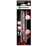 Карандаш механический BRAUBERG &quot;Black Jack&quot; 180463, металлический корпус, резиновый грип, ластик, 0,5 мм, 180463