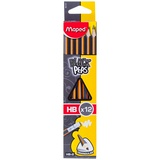 Карандаш чернографитный Maped Black Pep&#39;s, деревян корпус, треугольный, с ластиком, HB
