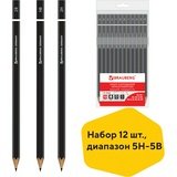 Набор чернографитных карандашей BRAUBERG Touch line, 5Н-5В, 12 шт