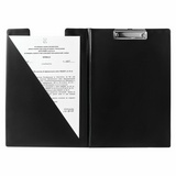 Папка-планшет BRAUBERG, А4 (340х240 мм), с прижимом и крышкой, картон/ПВХ, РОССИЯ, черная, 221488