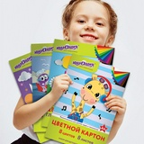 Картон цветной А4 МЕЛОВАННЫЙ (глянцевый), 12 листов 12 цветов, в папке, ЮНЛАНДИЯ, 200х290 мм, &quot;ЮНЛАНДИК НА ПОЛЯНКЕ&quot;, 129566