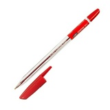 Ручка шариковая CORONA PLUS 3002N red, прозрачный корпус, 0,7 мм, красная