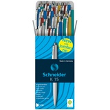 Ручка шариковая автоматическая Schneider K15 130800 корпус ассорти, 1 мм, синяя