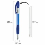 Ручка шариковая автоматическая с грипом BRAUBERG SUPER, СИНЯЯ, корпус синий, узел 0,7 мм, линия письма 0,35 мм, 143374