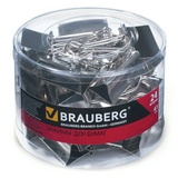 Зажим для бумаг BRAUBERG 223510, 41 мм, 24 шт в пластиковом цилиндре, серебро