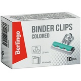 Зажимы-бульдоги для бумаг 25 мм, Berlingo BC1225g, 10 шт. цветные, картонная коробка