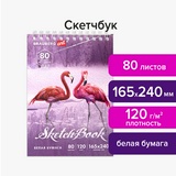 Скетчбук, белая бумага 120 г/м2 165х240 мм, 80 л., гребень, твердая обложка, BRAUBERG ART DEBUT, 112990