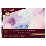 Альбом для акварели, бумага 300 г/м2, 270х390 мм, среднее зерно, 16 листов, гребень, BRAUBERG ART &quot;PREMIERE&quot;, 113213