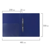 Папка с металлическим скоросшивателем и внутренним карманом BRAUBERG Диагональ 221352, темно-синяя, до 100 листов, 0,6 мм