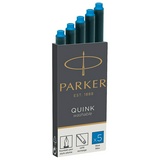 Картриджи чернильные PARKER &quot;Cartridge Quink&quot;, КОМПЛЕКТ 5 штук, смываемые чернила, синие, 1950383