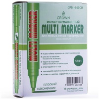 Маркер перманентный Crown Multi Marker CPM-800CH зеленый, скошенный, 1-5 мм