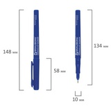 Маркер перманентный BRAUBERG &#34;Super Slim&#34;, синий, тонкий металлический наконечник, 0,8 мм, 151633