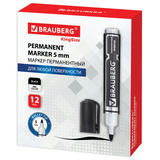 Маркер перманентный BRAUBERG &quot;Neo&quot;, ЧЕРНЫЙ, круглый наконечник 5 мм, с клипом, 150480