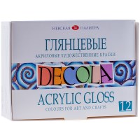 Краски акриловые художественные глянцевые Декола, 12 цветов по 20 мл, в баночках, 2941116