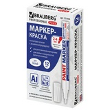 Маркер-краска лаковый BRAUBERG PROFESSIONAL PLUS 151444, 2-4 мм, белый, нитро-основа