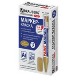 Маркер-краска лаковый BRAUBERG PROFESSIONAL PLUS 151449, 2-4 мм, золотой, нитро-основа