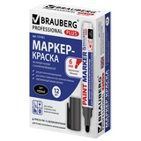 Маркер-краска лаковый BRAUBERG PROFESSIONAL PLUS EXTRA 151451, 6 мм, черный, нитро-основа