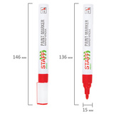 Маркер-краска лаковый (paint marker) 2-4 мм, КРАСНЫЙ, НИТРО-ОСНОВА, STAFF PROFIT, для любых поверхностей, 152582