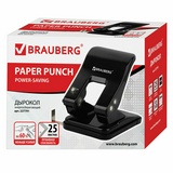 Дырокол ЭНЕРГОСБЕРЕГАЮЩИЙ BRAUBERG Easy Press 227791, на 25 листов, БЕЗ УСИЛИЙ, черный