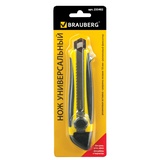 Нож канцелярский BRAUBERG Universal 235402, роликовый фиксатор, резиновые вставки, 18 мм