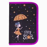 Пенал BRAUBERG, 1 отделение, 2 откидные планки, полиэстер, 21х14 см, &quot;Shiny star&quot;, 270312