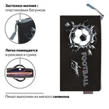Пенал-конверт BRAUBERG, мягкий, водонепроницаемая молния, формат А6, &quot;Football player&quot;, 22х12 см, 229257