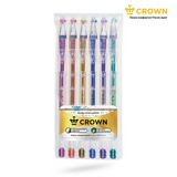 Набор гелевых ручек Crown HJR-500GSM, 6 цветов, 0.5 мм, металлик