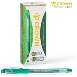 Ручка гелевая Crown &quot;Hi-Jell Needle Grip&quot; зеленая, 0,7мм, грип, игольчатый стержень, штрих-код